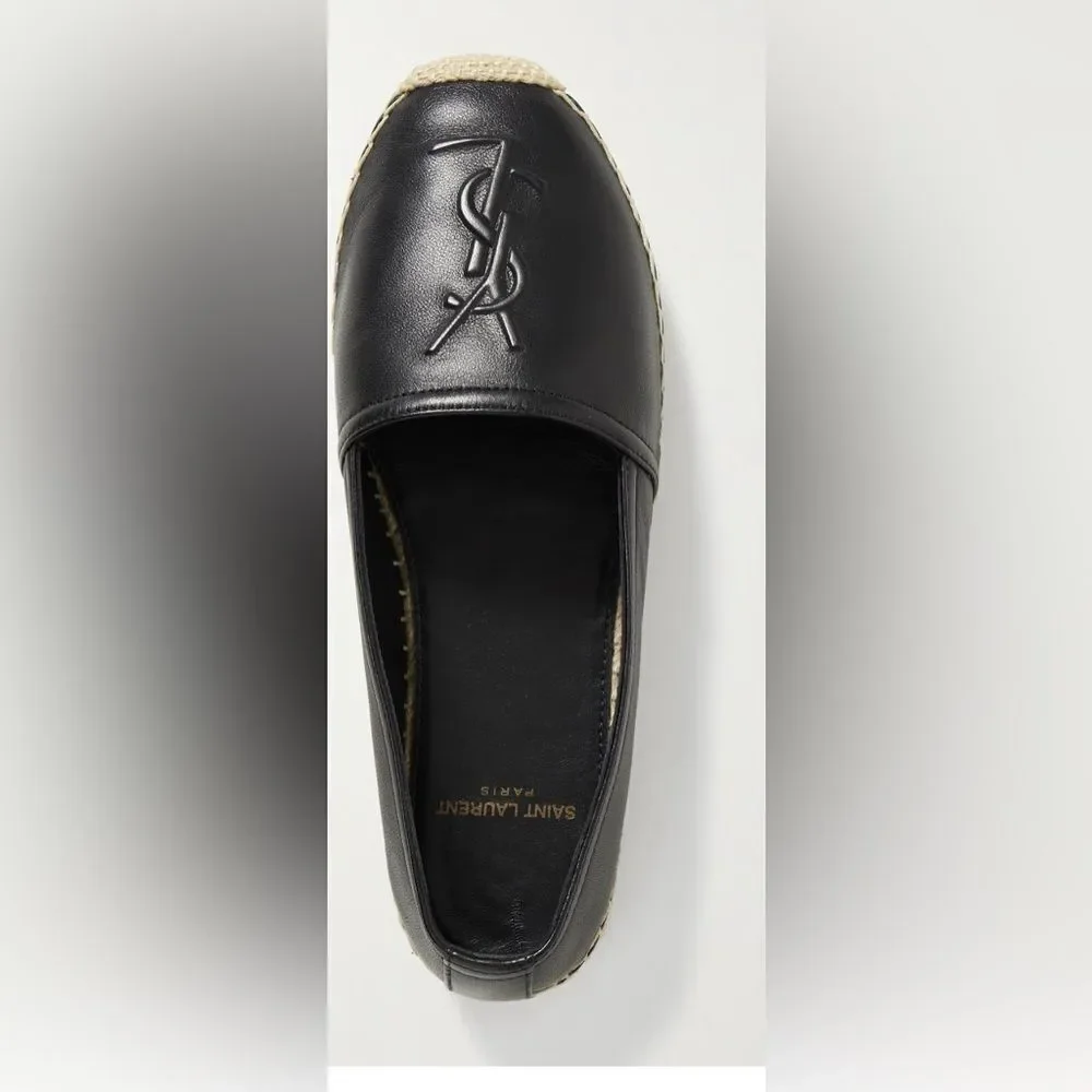 ysl logo flats SAINT LAURENT Lambskin Monogram Espadrilles wedges driving shoes